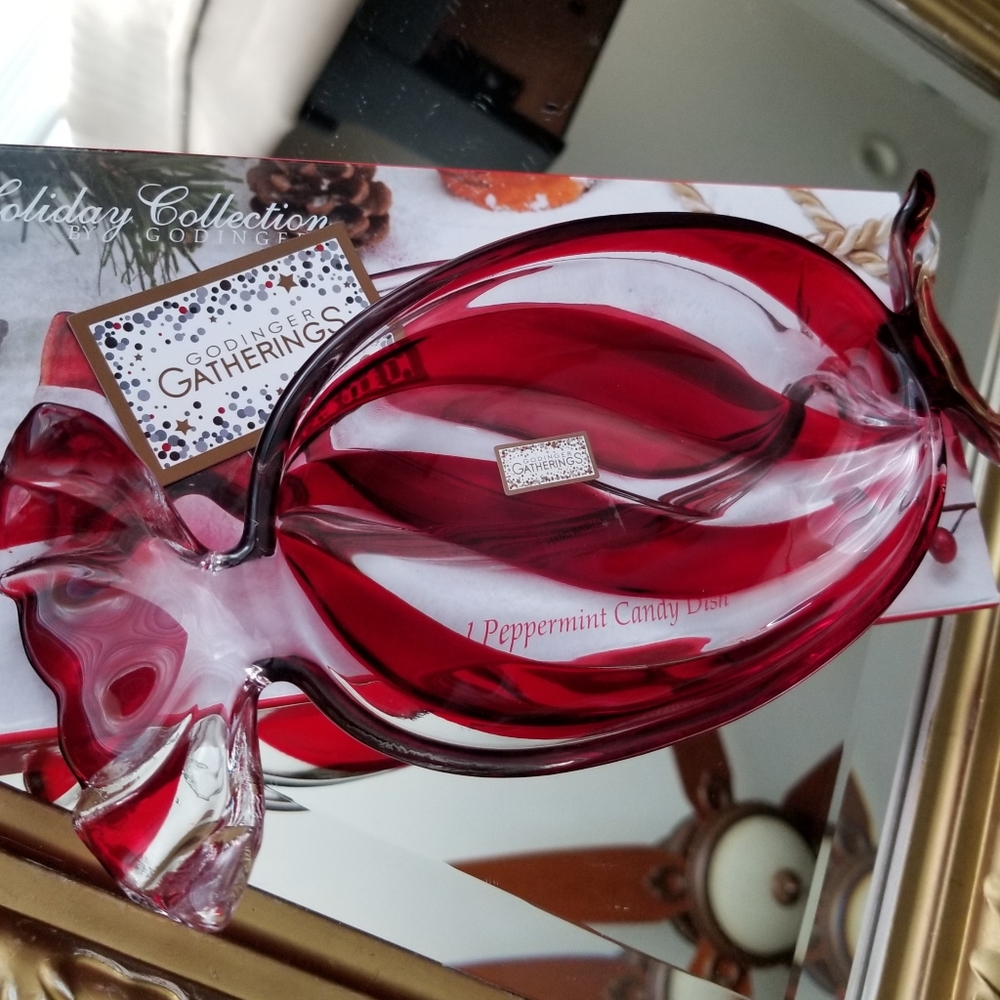 ❗Godinger Crystal Red Clear Peppermint Dish❗